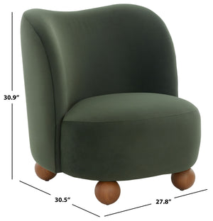 Rodolfo Plush Chenille Accent Chair In Warm Taupe With Solid Wood Frame Mid-Century Modern Flair