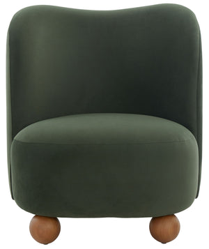 Rodolfo Plush Chenille Accent Chair In Warm Taupe With Solid Wood Frame Mid-Century Modern Flair