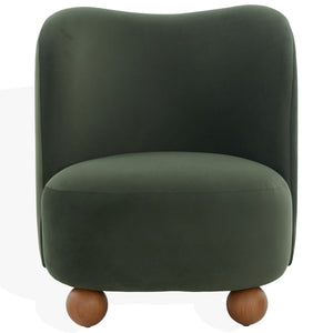 Rodolfo Plush Chenille Accent Chair In Warm Taupe With Solid Wood Frame Mid-Century Modern Flair
