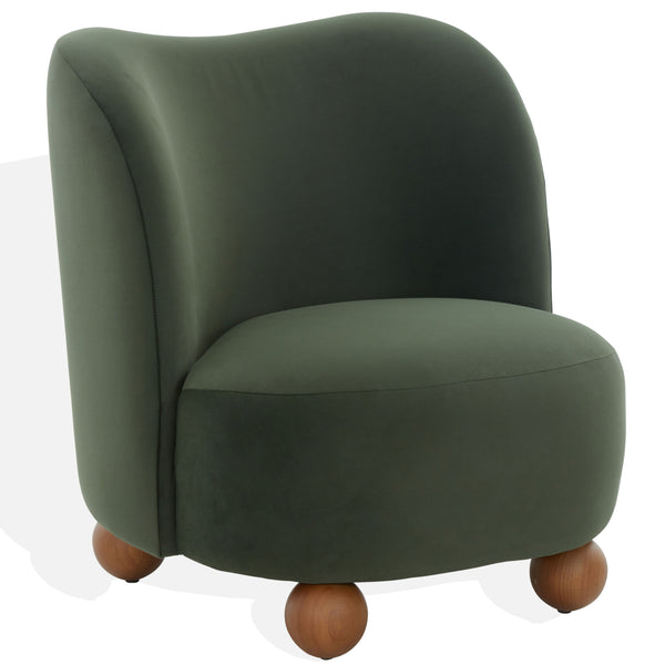 Rodolfo Plush Chenille Accent Chair In Warm Taupe With Solid Wood Frame Mid-Century Modern Flair