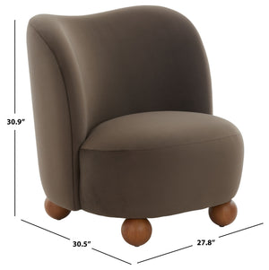 Rodolfo Plush Chenille Accent Chair In Warm Taupe With Solid Wood Frame Mid-Century Modern Flair