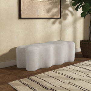 Safavieh JACQUALESSA Chenille Bench - Elegant Upholstered Seating for Entryway, Living Room, or Bedroom Decor Creme SFV4849A