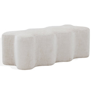 Safavieh JACQUALESSA Chenille Bench - Elegant Upholstered Seating for Entryway, Living Room, or Bedroom Decor Creme SFV4849A