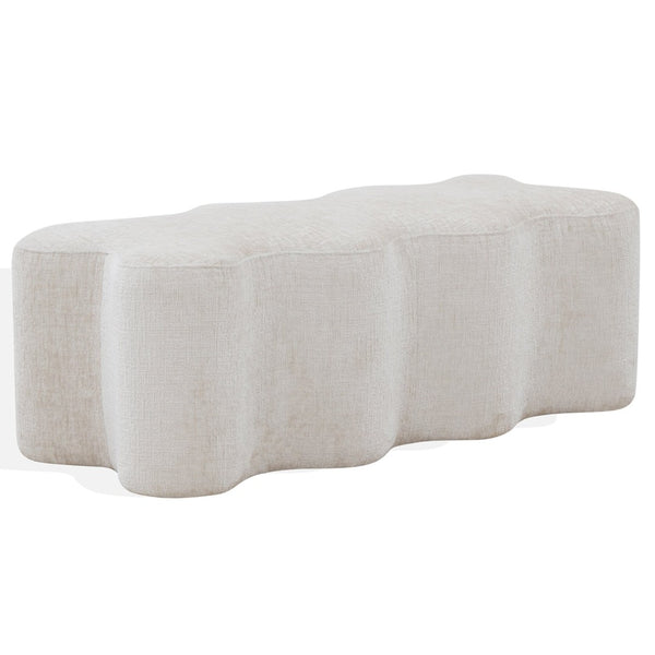 Safavieh JACQUALESSA Chenille Bench - Elegant Upholstered Seating for Entryway, Living Room, or Bedroom Decor Creme SFV4849A
