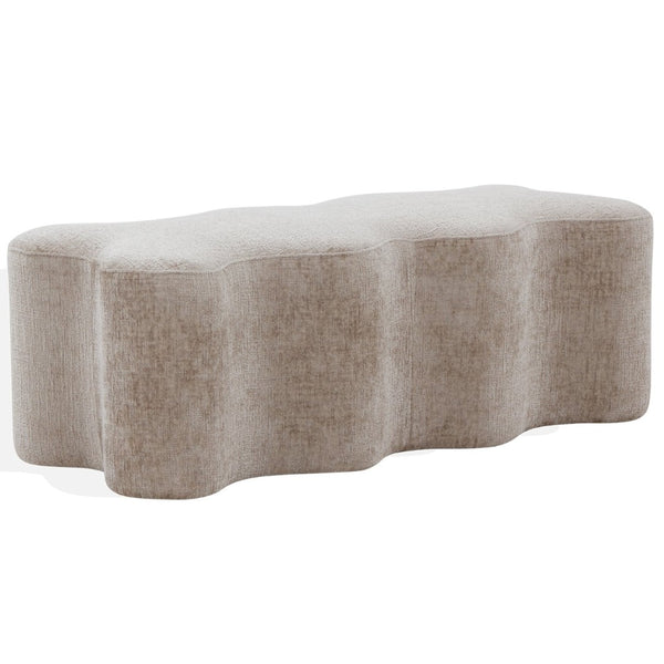 Safavieh JACQUALESSA Chenille Bench - Elegant Upholstered Seating for Entryway, Living Room, or Bedroom Decor Light Brown SFV4849B