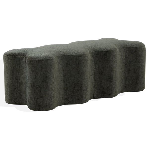 Safavieh JACQUALESSA Chenille Bench - Elegant Upholstered Seating for Entryway, Living Room, or Bedroom Decor Dark Green SFV4849C
