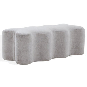 Safavieh JACQUALESSA Chenille Bench - Elegant Upholstered Seating for Entryway, Living Room, or Bedroom Decor Grey SFV4849D