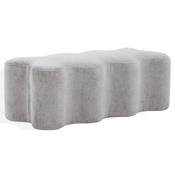 Safavieh JACQUALESSA Chenille Bench - Elegant Upholstered Seating for Entryway, Living Room, or Bedroom Decor Grey SFV4849D