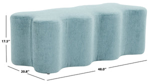 Safavieh Jacqualessa Chenille Bench - Elegant Plywood Design With Luxurious Softness For Comfortable Living Spaces Blue Wood ,Fabric ,Foam Sfv4849e