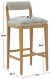 Safavieh Oaklie Rolled Back Barstool Taupe / Natural SFV4852A