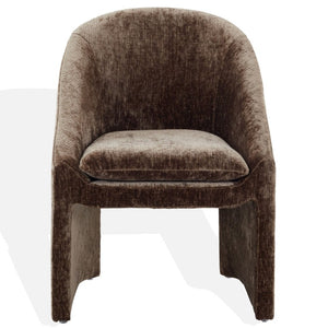 Safavieh Kagan Chenille Upholstered Dining Chair Foam Padded Seat Wood Frame Farmhouse Brown SFV4856E