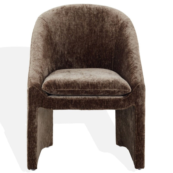 Safavieh Kagan Chenille Upholstered Dining Chair Foam Padded Seat Wood Frame Farmhouse Brown SFV4856E