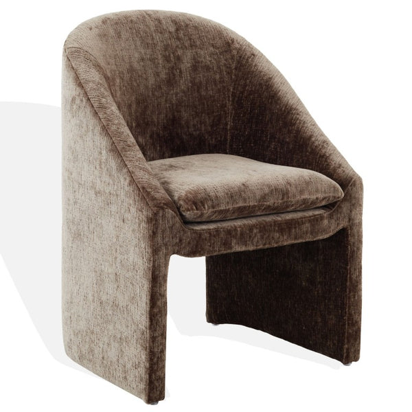 Safavieh Kagan Chenille Upholstered Dining Chair Foam Padded Seat Wood Frame Farmhouse Brown SFV4856E