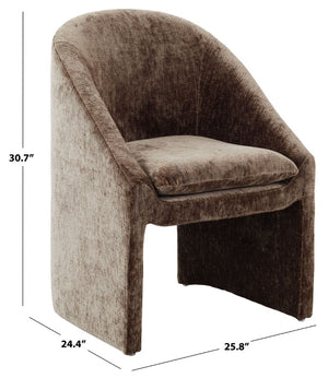 Safavieh Kagan Chenille Upholstered Dining Chair Foam Padded Seat Wood Frame Farmhouse Brown SFV4856E