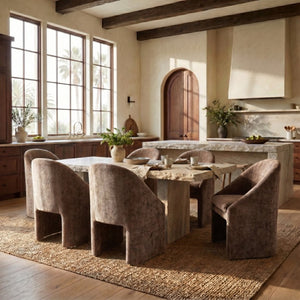 Safavieh Kagan Chenille Upholstered Dining Chair Foam Padded Seat Wood Frame Farmhouse Brown SFV4856E