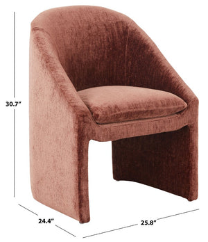 Safavieh Kagan Chenille Upholstered Dining Chair Foam Padded Seat Wood Frame Farmhouse Ochre SFV4856F