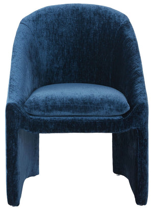 Safavieh Kagan Chenille Upholstered Dining Chair Foam Padded Seat Wood Frame Farmhouse Navy SFV4856G