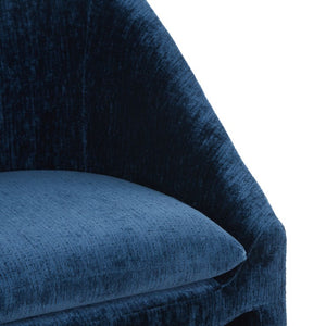 Safavieh Kagan Chenille Upholstered Dining Chair Foam Padded Seat Wood Frame Farmhouse Navy SFV4856G