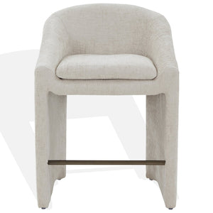Safavieh KAGAN Chenille Counter Stool - Cream Upholstery & Stainless Steel Frame for Modern Dining Style SFV4857A