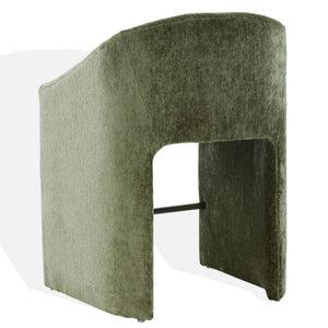Kagan Plush Chenille Counter Stool With High-Density Foam, Solid Wood Frame And Metal Footrest