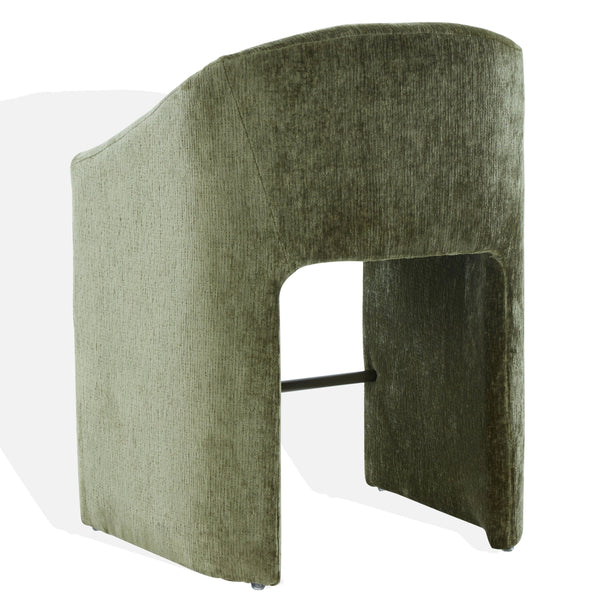 Kagan Plush Chenille Counter Stool With High-Density Foam, Solid Wood Frame And Metal Footrest