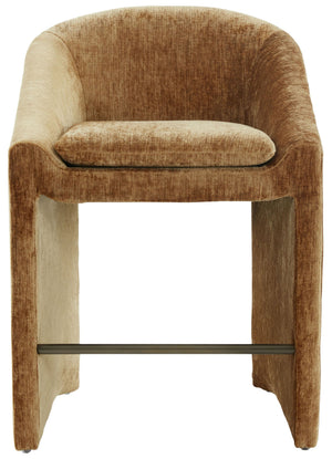Kagan Plush Chenille Counter Stool With High-Density Foam, Solid Wood Frame And Metal Footrest