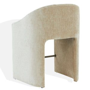 Kagan Plush Chenille Counter Stool With High-Density Foam, Solid Wood Frame And Metal Footrest