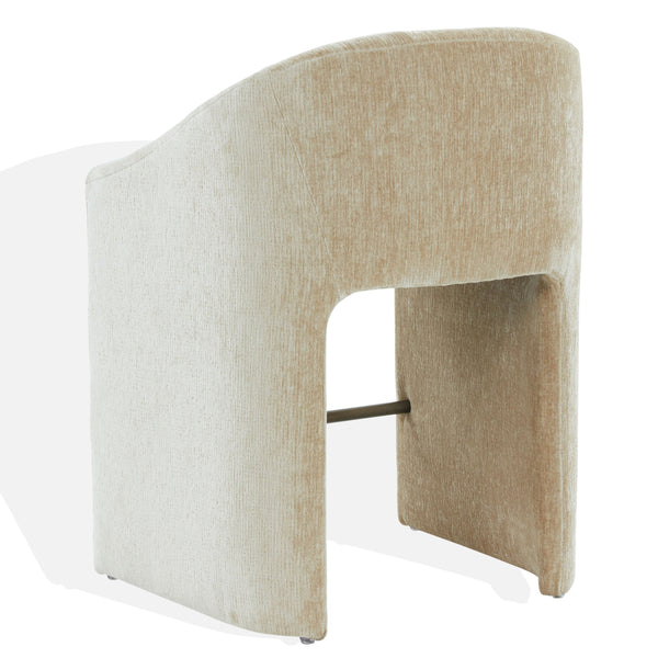 Kagan Plush Chenille Counter Stool With High-Density Foam, Solid Wood Frame And Metal Footrest