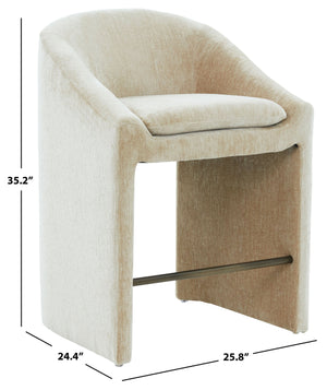 Kagan Plush Chenille Counter Stool With High-Density Foam, Solid Wood Frame And Metal Footrest