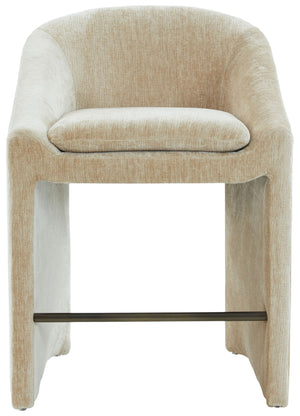 Kagan Plush Chenille Counter Stool With High-Density Foam, Solid Wood Frame And Metal Footrest