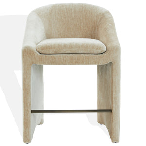 Kagan Plush Chenille Counter Stool With High-Density Foam, Solid Wood Frame And Metal Footrest