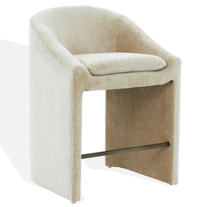 Kagan Plush Chenille Counter Stool With High-Density Foam, Solid Wood Frame And Metal Footrest