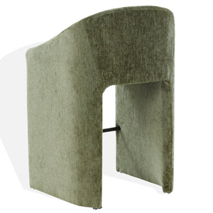 Kagan Plush Chenille Barstool With High-Density Foam, Solid Wood Base & Metal Accents For Kitchens