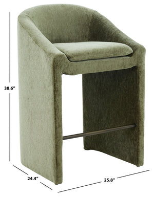 Kagan Plush Chenille Barstool With High-Density Foam, Solid Wood Base & Metal Accents For Kitchens