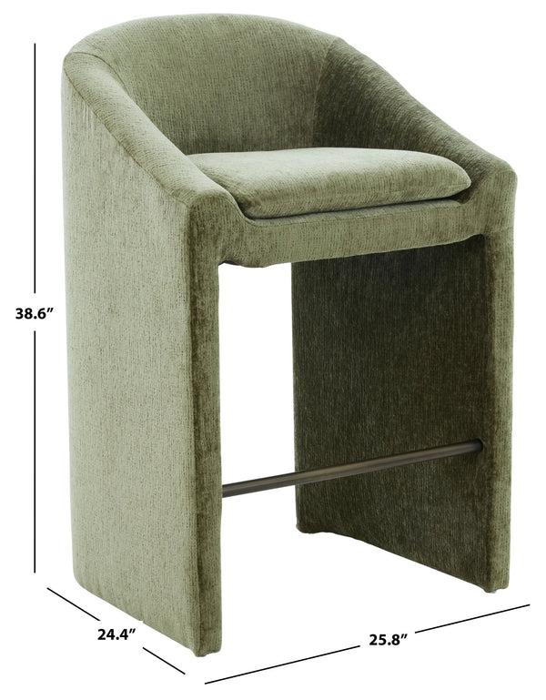 Kagan Plush Chenille Barstool With High-Density Foam, Solid Wood Base & Metal Accents For Kitchens