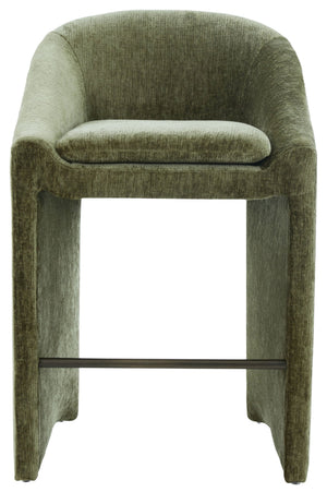 Kagan Plush Chenille Barstool With High-Density Foam, Solid Wood Base & Metal Accents For Kitchens