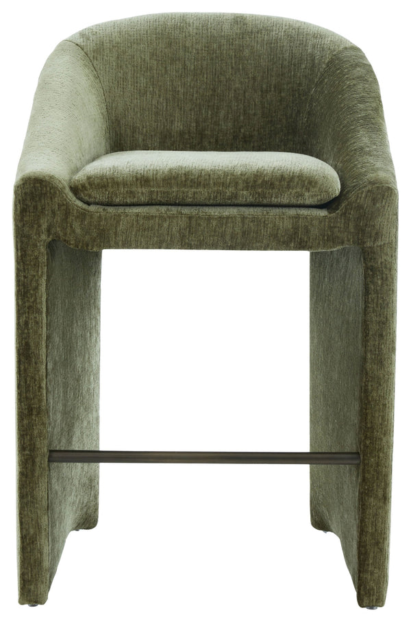Kagan Plush Chenille Barstool With High-Density Foam, Solid Wood Base & Metal Accents For Kitchens
