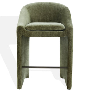 Kagan Plush Chenille Barstool With High-Density Foam, Solid Wood Base & Metal Accents For Kitchens