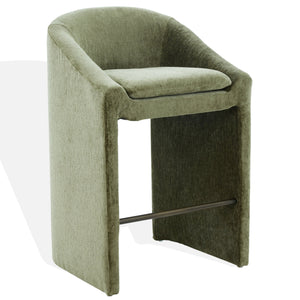 Kagan Plush Chenille Barstool With High-Density Foam, Solid Wood Base & Metal Accents For Kitchens