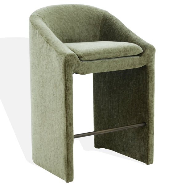 Kagan Plush Chenille Barstool With High-Density Foam, Solid Wood Base & Metal Accents For Kitchens
