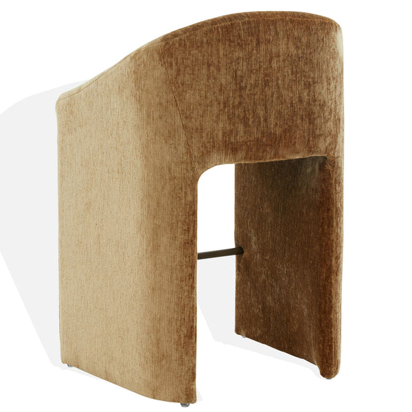Kagan Plush Chenille Barstool With High-Density Foam, Solid Wood Base & Metal Accents For Kitchens
