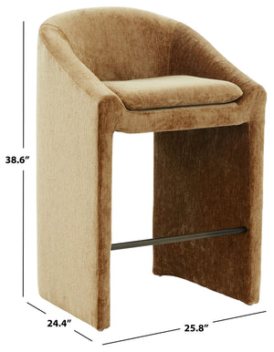 Kagan Plush Chenille Barstool With High-Density Foam, Solid Wood Base & Metal Accents For Kitchens