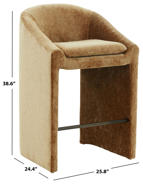 Kagan Plush Chenille Barstool With High-Density Foam, Solid Wood Base & Metal Accents For Kitchens