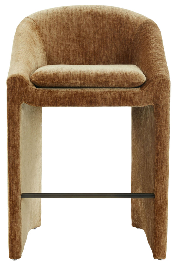 Kagan Plush Chenille Barstool With High-Density Foam, Solid Wood Base & Metal Accents For Kitchens