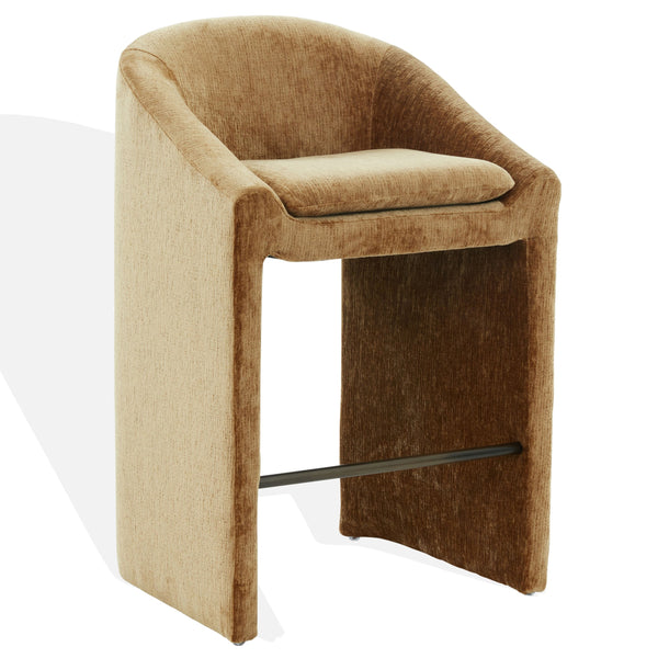 Kagan Plush Chenille Barstool With High-Density Foam, Solid Wood Base & Metal Accents For Kitchens