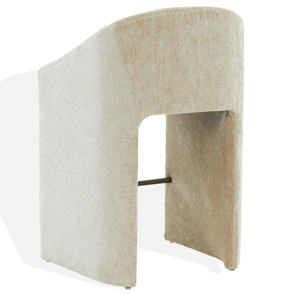 Kagan Plush Chenille Barstool With High-Density Foam, Solid Wood Base & Metal Accents For Kitchens