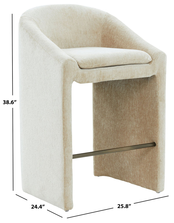 Kagan Plush Chenille Barstool With High-Density Foam, Solid Wood Base & Metal Accents For Kitchens
