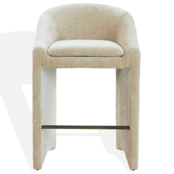 Kagan Plush Chenille Barstool With High-Density Foam, Solid Wood Base & Metal Accents For Kitchens