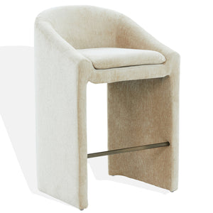 Kagan Plush Chenille Barstool With High-Density Foam, Solid Wood Base & Metal Accents For Kitchens