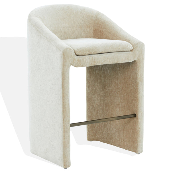 Kagan Plush Chenille Barstool With High-Density Foam, Solid Wood Base & Metal Accents For Kitchens